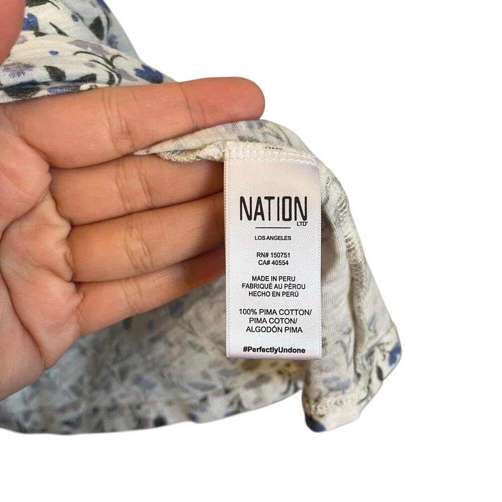 Nation LTD Paulette Top Cottage Floral Flutter Sleeveless Ruffle White Size XL - Picture 6 of 7